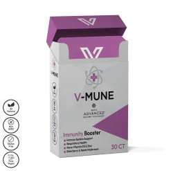 V-MUNE วีมูน เสริมภูมิคุ้มกัน ป้องกันโรค ด้วย D3, ซิงค์, เอลเดอร์เบอร์รี, เห็ดหลินจือ เพื่อสุขภาพแข็งแรงทุกๆวัน